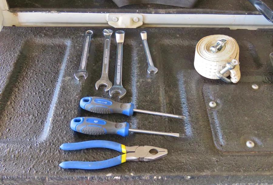 Tools and practical support gear - Useful vehicle support items for prepared Namibia travel.
