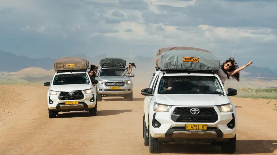 Hilux in Namibia terrain - Real vehicle imagery from Namvic 4x4 rental and safari operations.