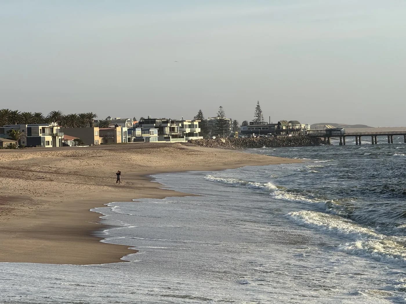 Swakopmund shoreline and jetty; regional coastal scenery, not property photography